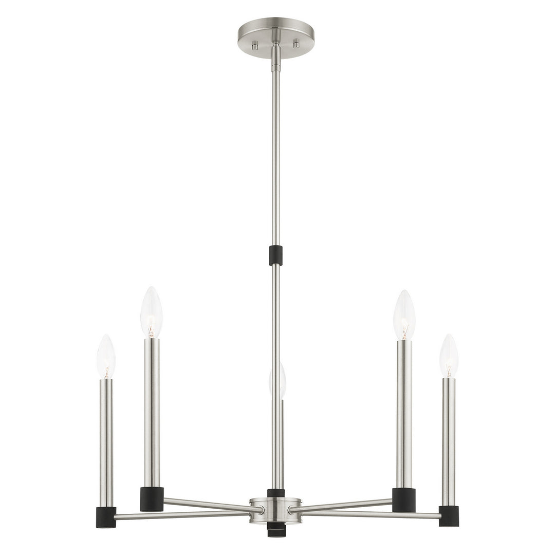 Livex Karlstad 46885-91 Chandelier Light - Brushed Nickel w/ Blacks