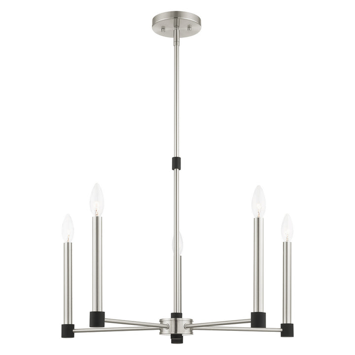 Livex Karlstad 46885-91 Chandelier Light - Brushed Nickel w/ Blacks