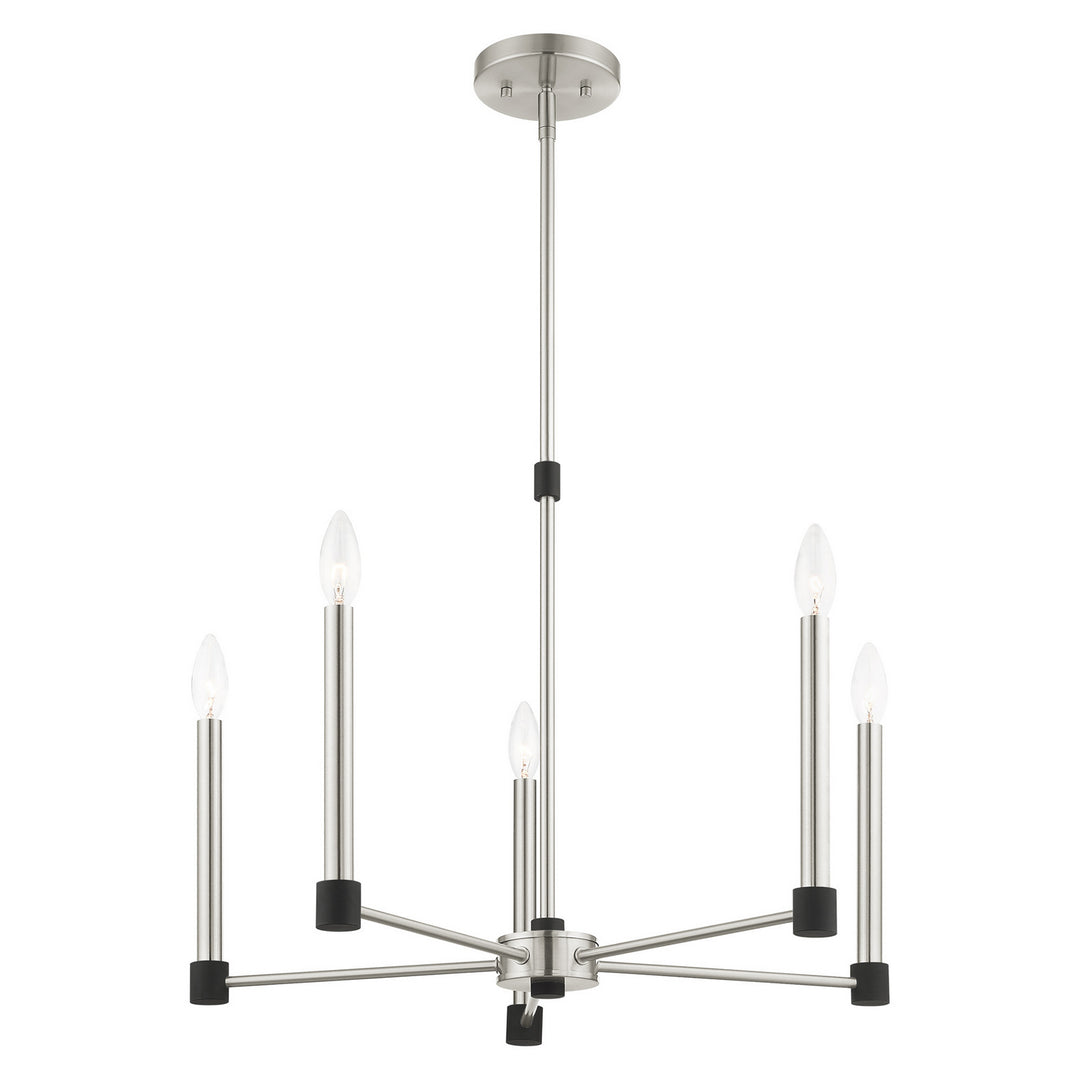 Livex Karlstad 46885-91 Chandelier Light - Brushed Nickel w/ Blacks