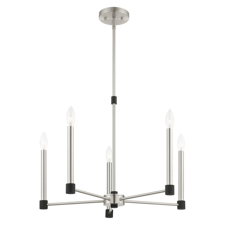 Livex Karlstad 46885-91 Chandelier Light - Brushed Nickel w/ Blacks