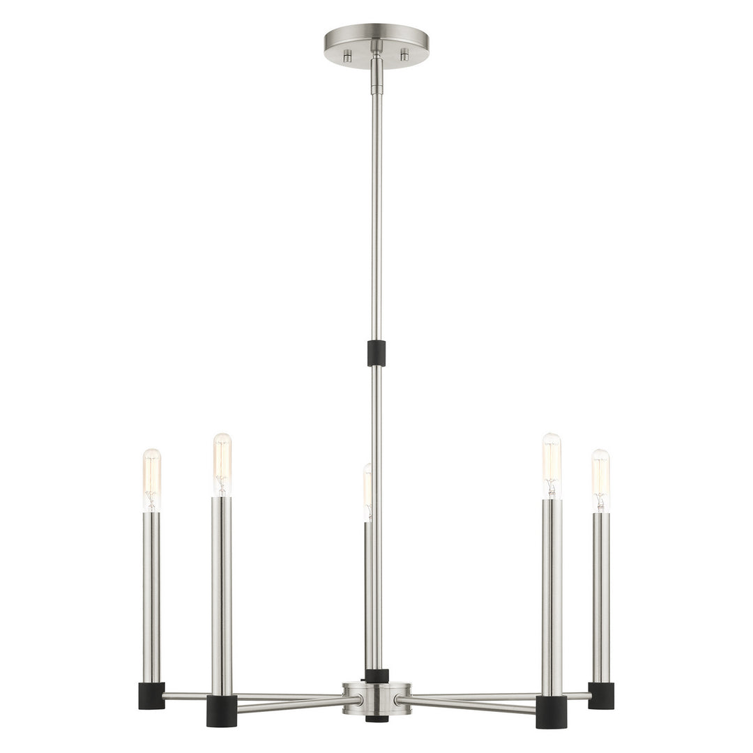Livex Karlstad 46885-91 Chandelier Light - Brushed Nickel w/ Blacks