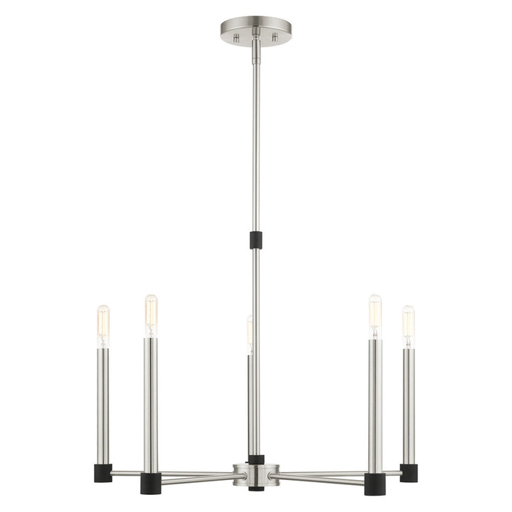 Livex Karlstad 46885-91 Chandelier Light - Brushed Nickel w/ Blacks