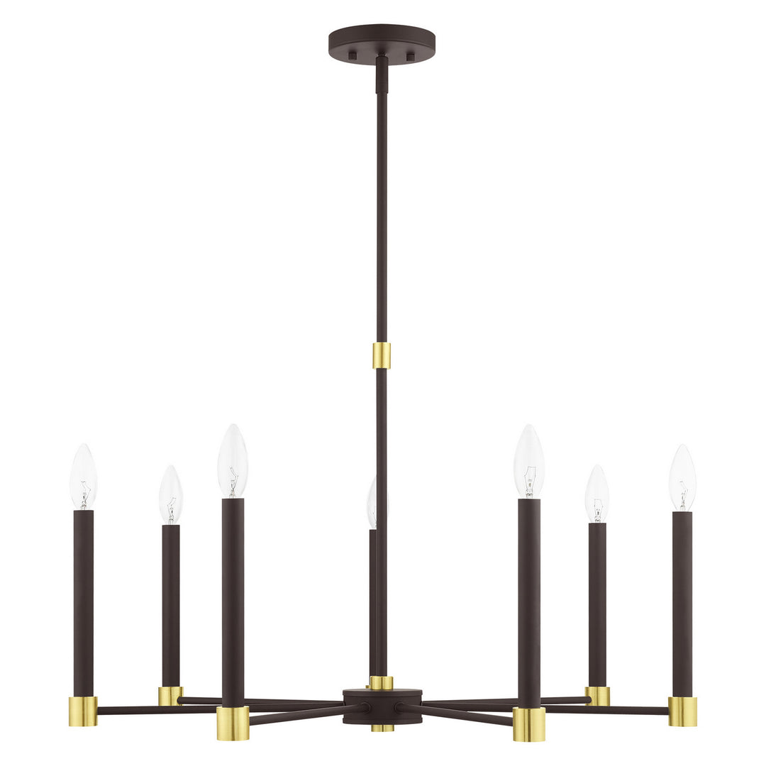Livex Karlstad 46887-07 Chandelier Light - Bronze w/ Satin Brasss