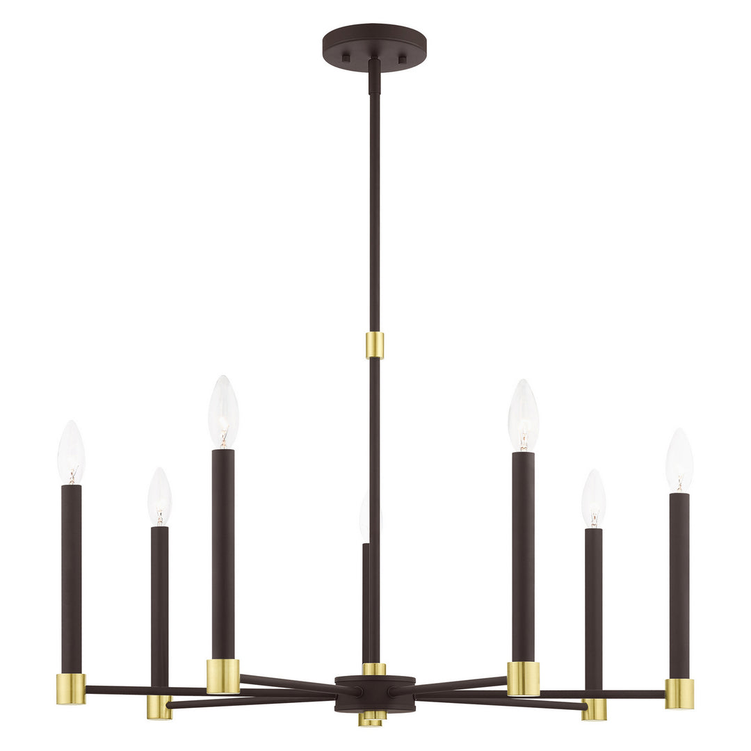 Livex Karlstad 46887-07 Chandelier Light - Bronze w/ Satin Brasss