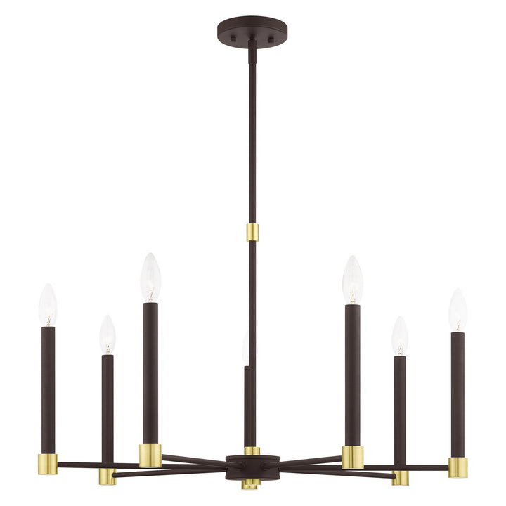 Livex Karlstad 46887-07 Chandelier Light - Bronze w/ Satin Brasss