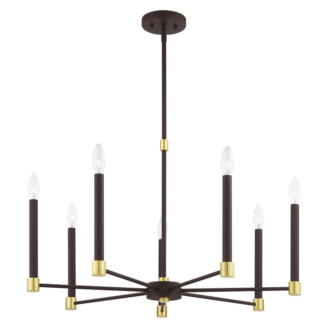 Livex Karlstad 46887-07 Chandelier Light - Bronze w/ Satin Brasss