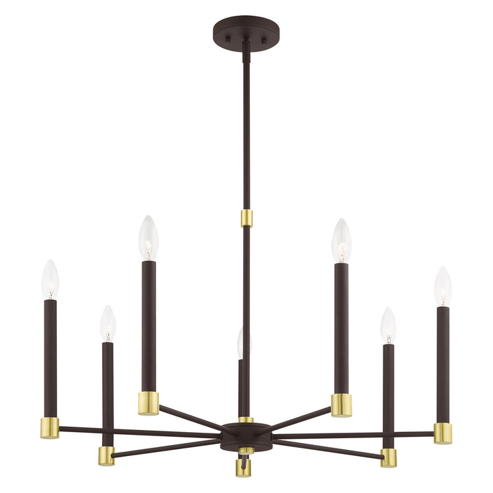 Livex Karlstad 46887-07 Chandelier Light - Bronze w/ Satin Brasss