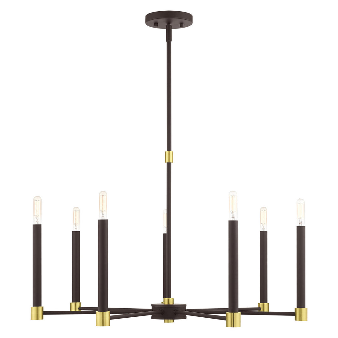 Livex Karlstad 46887-07 Chandelier Light - Bronze w/ Satin Brasss