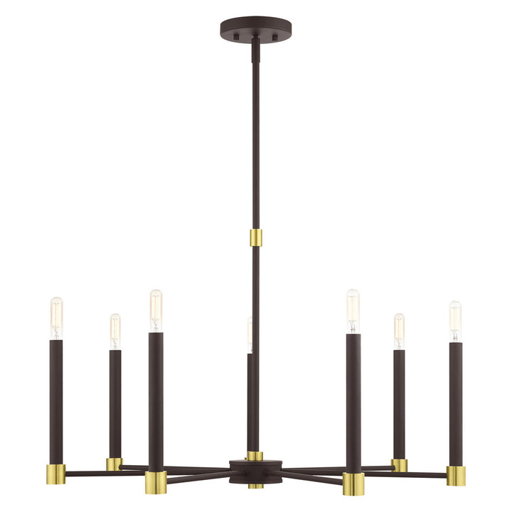 Livex Karlstad 46887-07 Chandelier Light - Bronze w/ Satin Brasss
