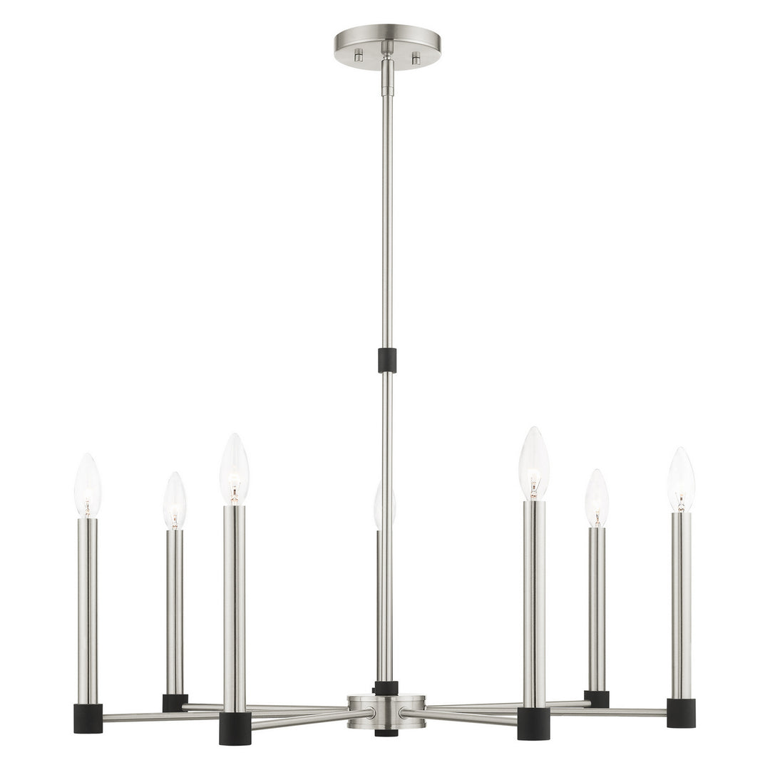 Livex Karlstad 46887-91 Chandelier Light - Brushed Nickel w/ Blacks