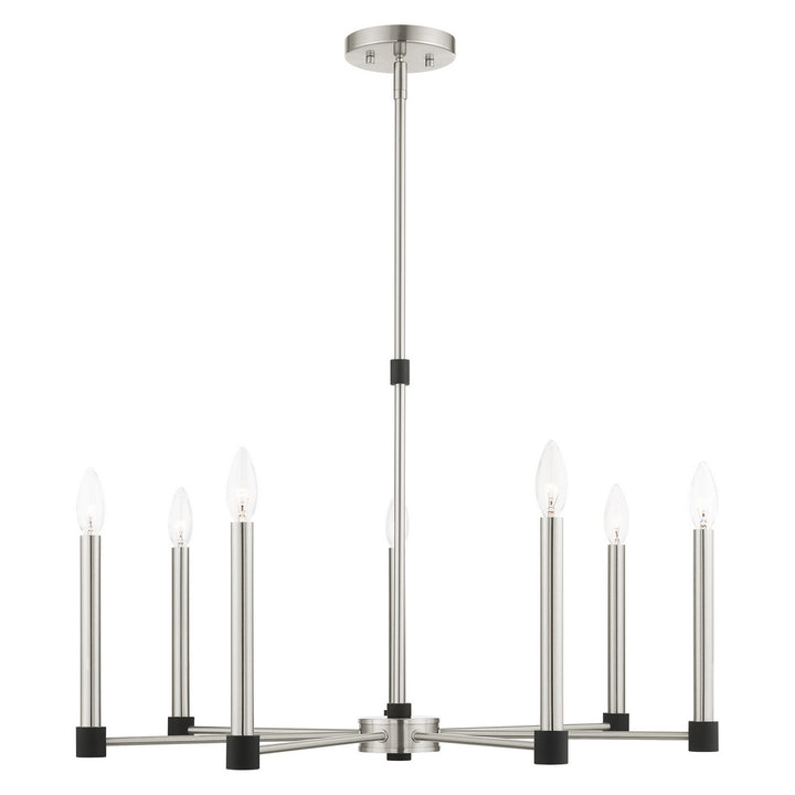 Livex Karlstad 46887-91 Chandelier Light - Brushed Nickel w/ Blacks