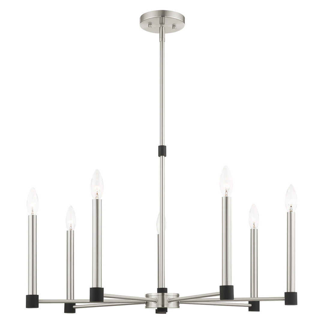 Livex Karlstad 46887-91 Chandelier Light - Brushed Nickel w/ Blacks
