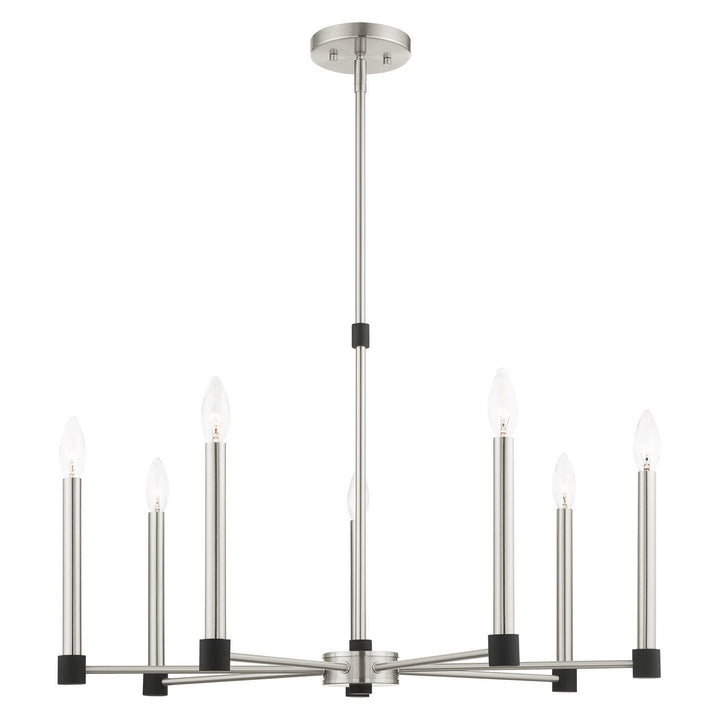 Livex Karlstad 46887-91 Chandelier Light - Brushed Nickel w/ Blacks