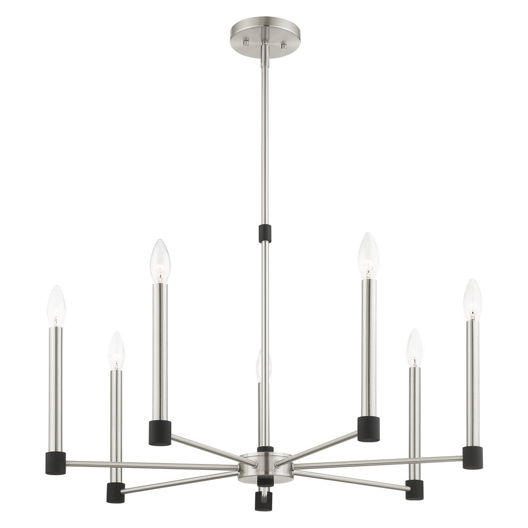 Livex Karlstad 46887-91 Chandelier Light - Brushed Nickel w/ Blacks
