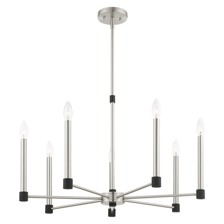 Livex Karlstad 46887-91 Chandelier Light - Brushed Nickel w/ Blacks