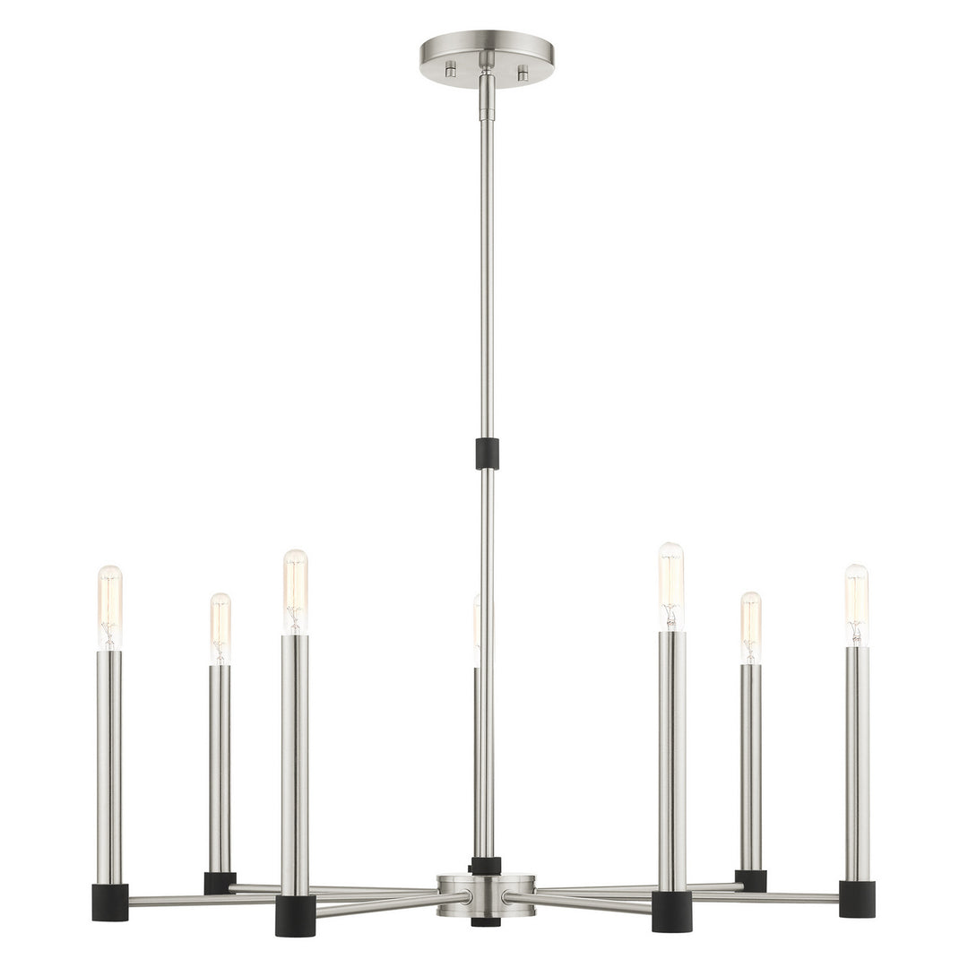 Livex Karlstad 46887-91 Chandelier Light - Brushed Nickel w/ Blacks