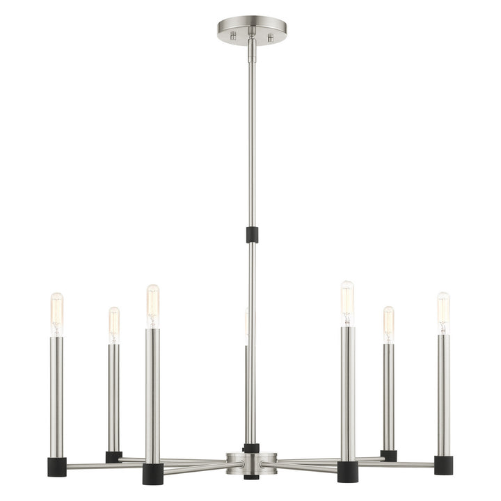 Livex Karlstad 46887-91 Chandelier Light - Brushed Nickel w/ Blacks