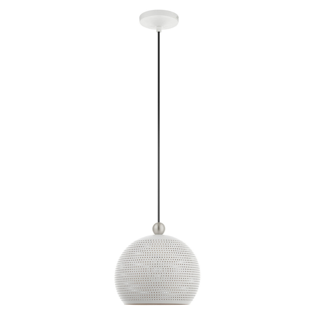 Livex Dublin 49100-03 Pendant Light - White w/ Brushed Nickels