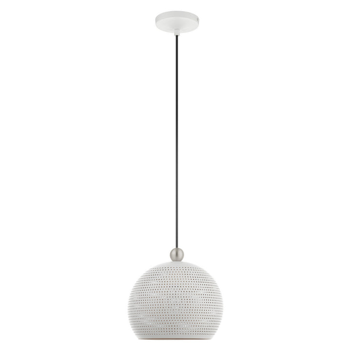 Livex Dublin 49100-03 Pendant Light - White w/ Brushed Nickels