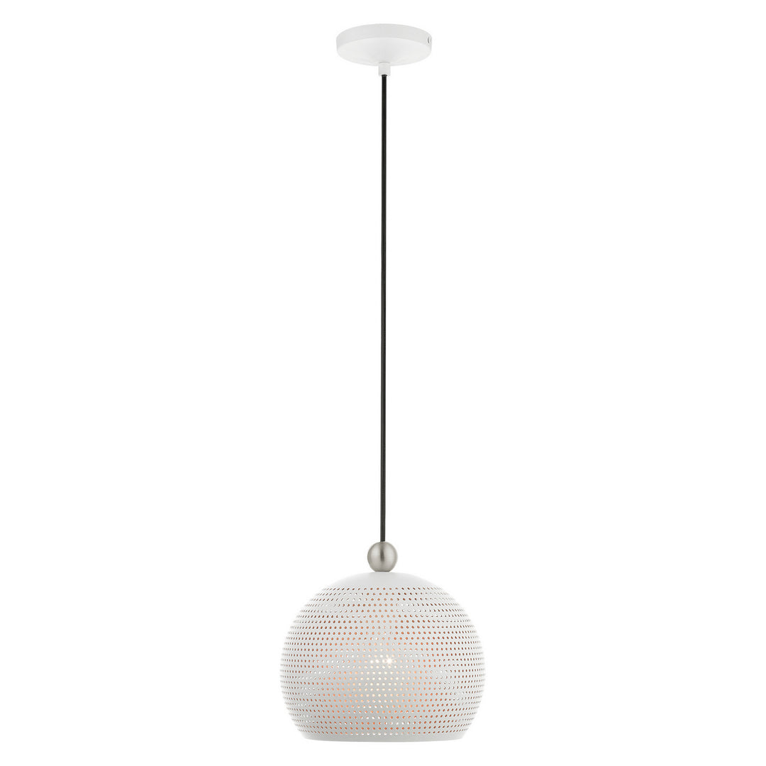 Livex Dublin 49100-03 Pendant Light - White w/ Brushed Nickels