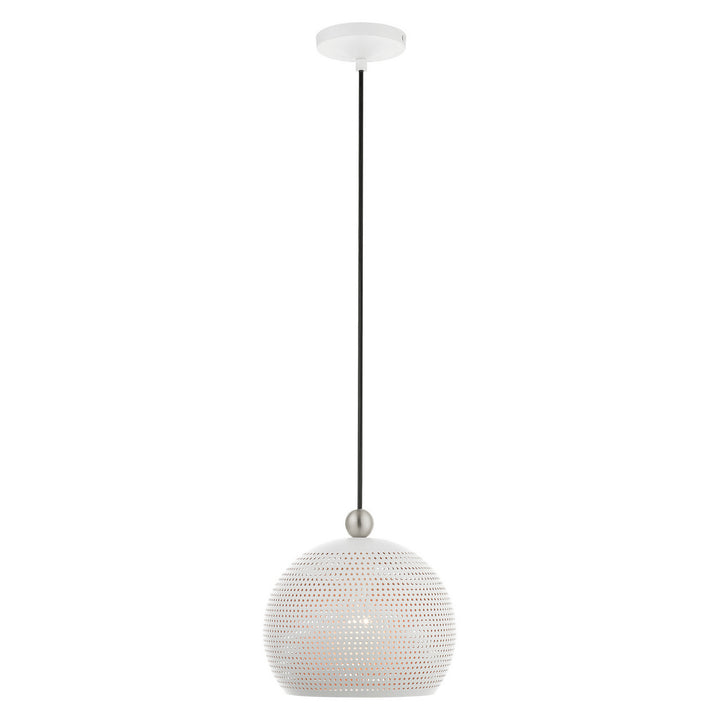 Livex Dublin 49100-03 Pendant Light - White w/ Brushed Nickels