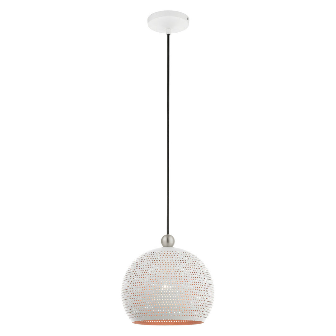 Livex Dublin 49100-03 Pendant Light - White w/ Brushed Nickels