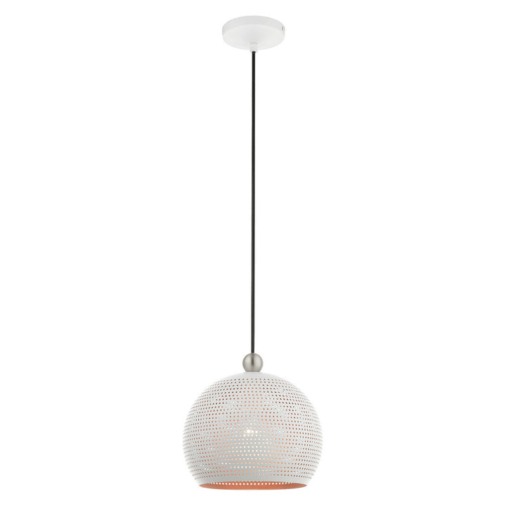 Livex Dublin 49100-03 Pendant Light - White w/ Brushed Nickels