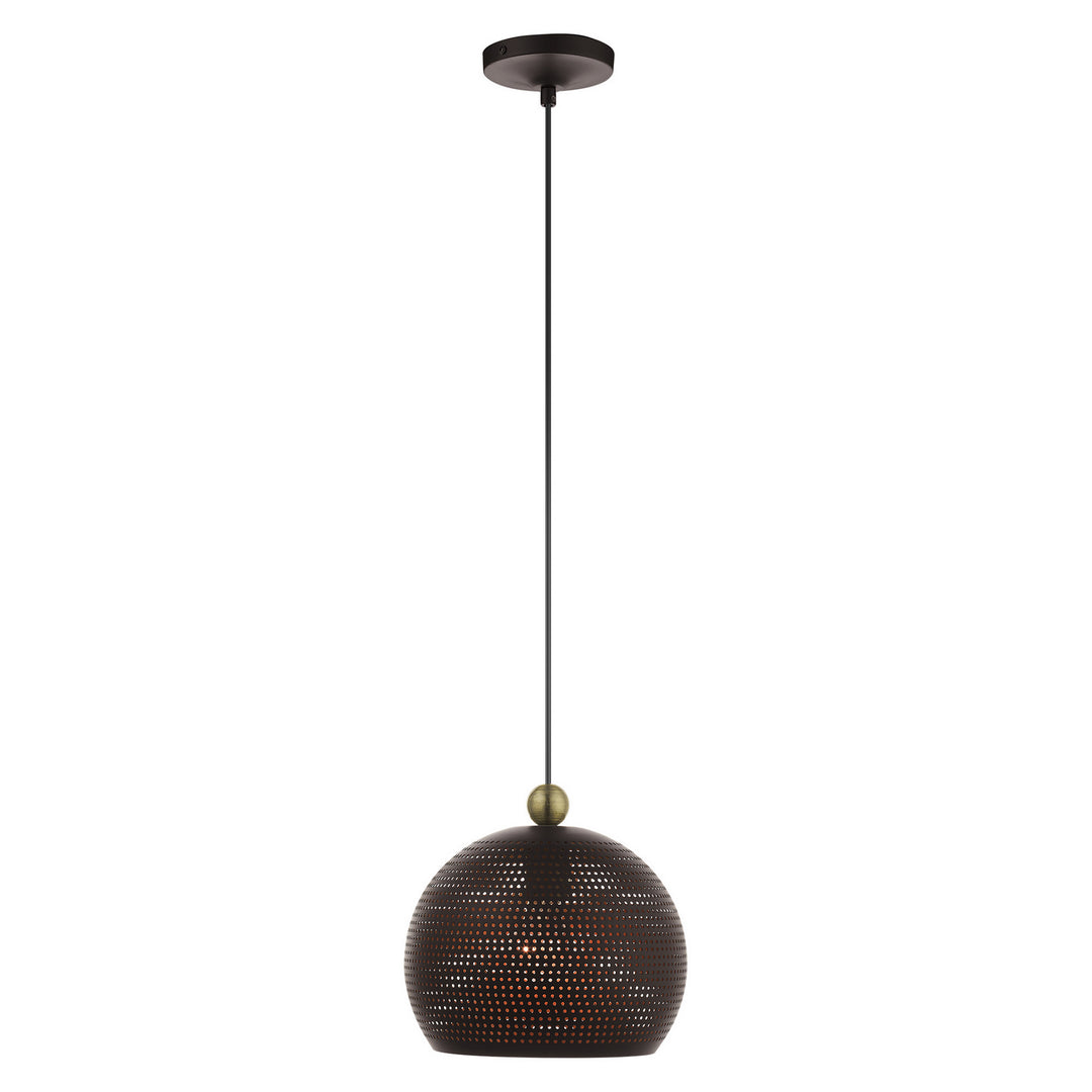 Livex Dublin 49100-07 Pendant Light - Bronze w/ Antique Brasss