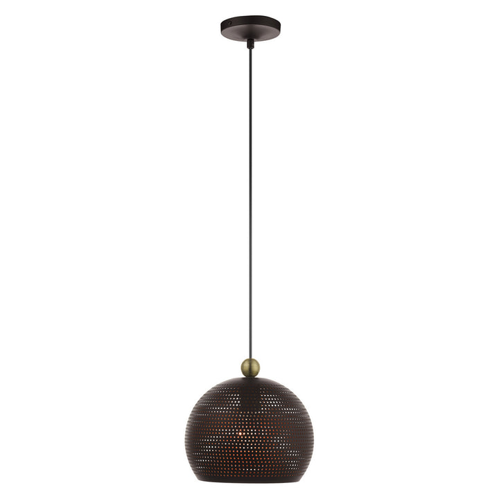 Livex Dublin 49100-07 Pendant Light - Bronze w/ Antique Brasss