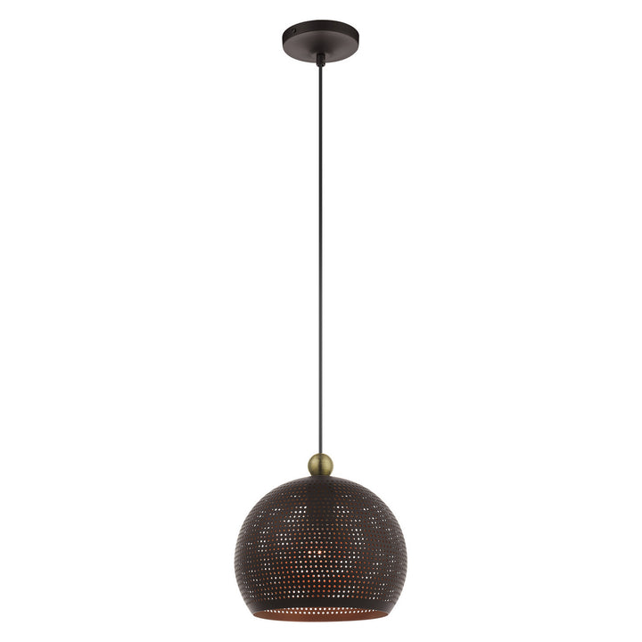 Livex Dublin 49100-07 Pendant Light - Bronze w/ Antique Brasss