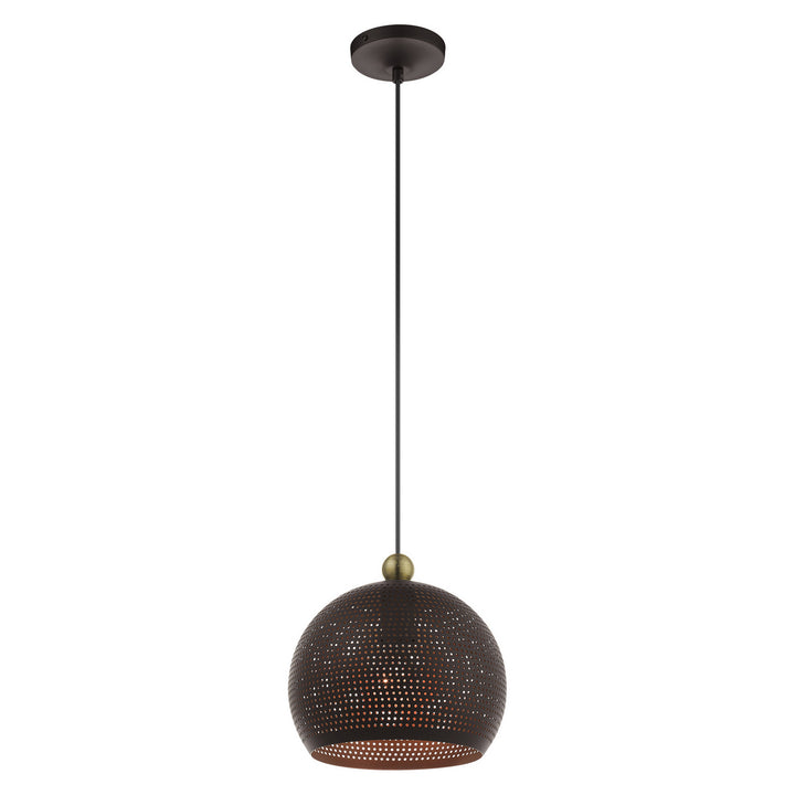 Livex Dublin 49100-07 Pendant Light - Bronze w/ Antique Brasss