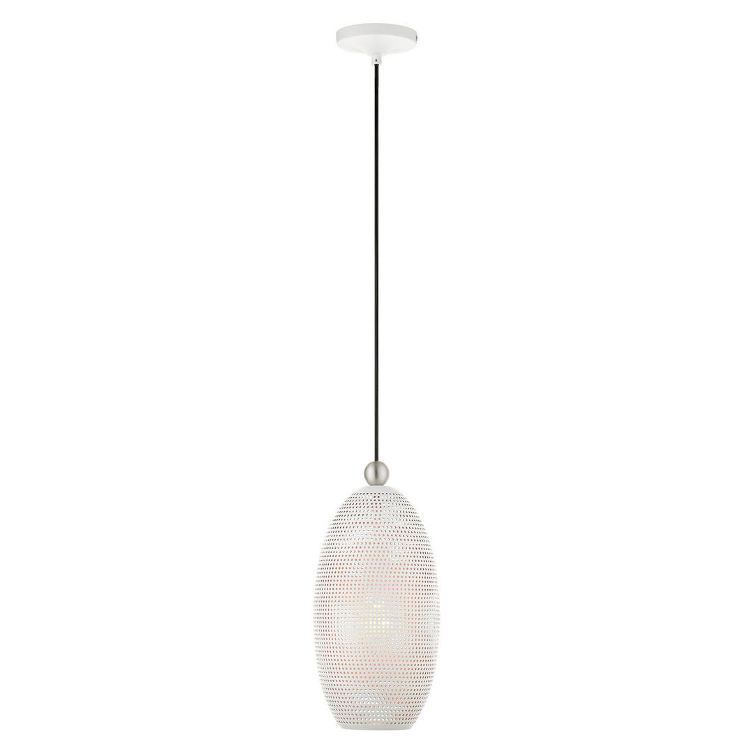 Livex Dublin 49101-03 Pendant Light - White w/ Brushed Nickels