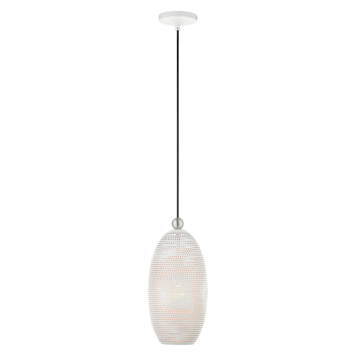 Livex Dublin 49101-03 Pendant Light - White w/ Brushed Nickels