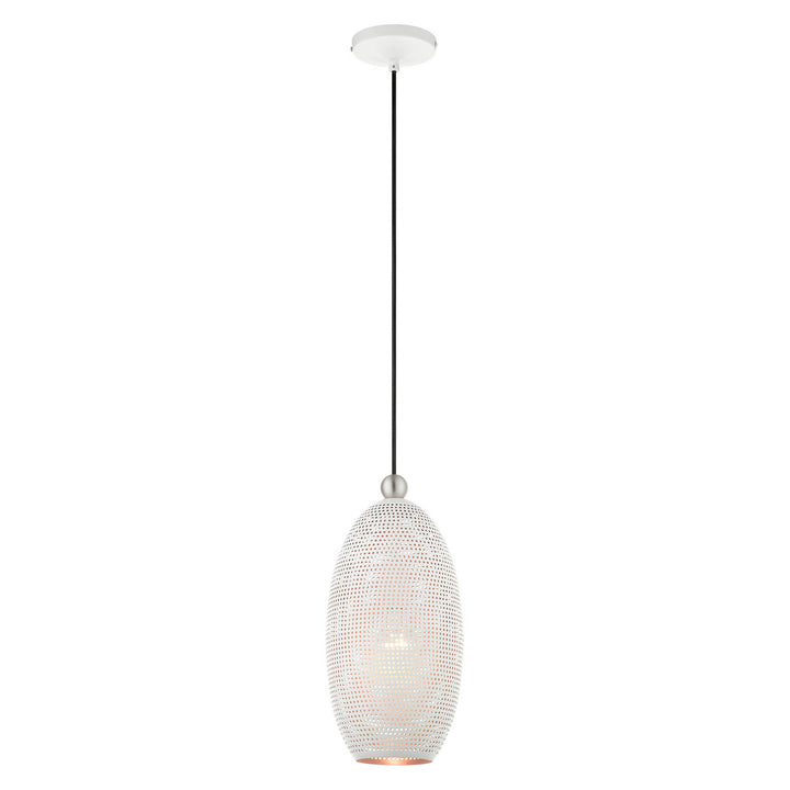 Livex Dublin 49101-03 Pendant Light - White w/ Brushed Nickels