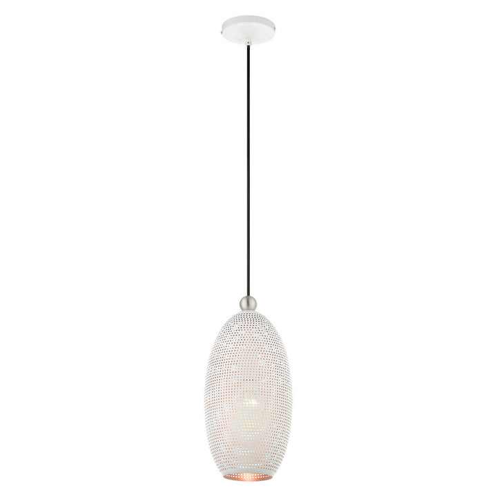 Livex Dublin 49101-03 Pendant Light - White w/ Brushed Nickels