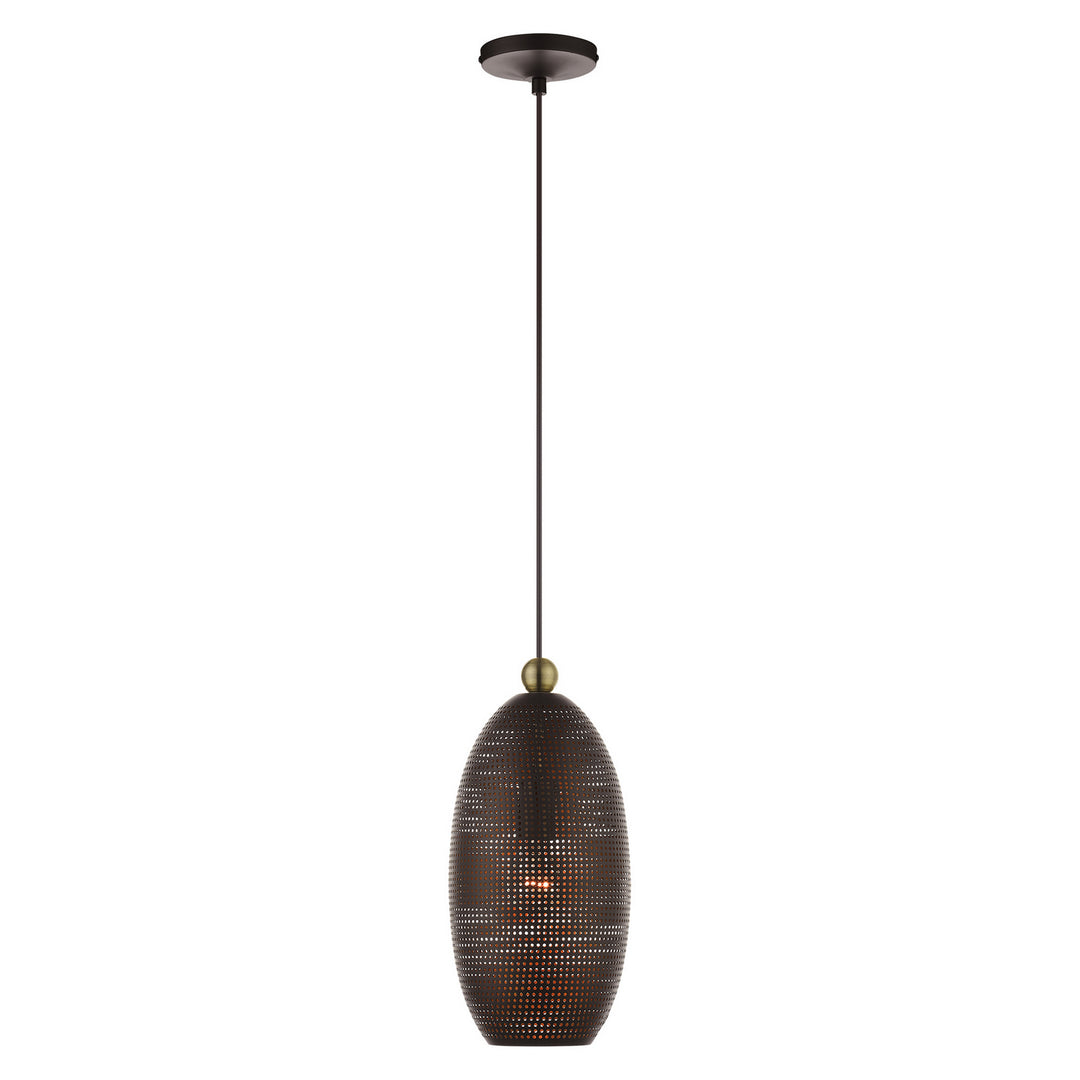 Livex Dublin 49101-07 Pendant Light - Bronze w/ Antique Brasss