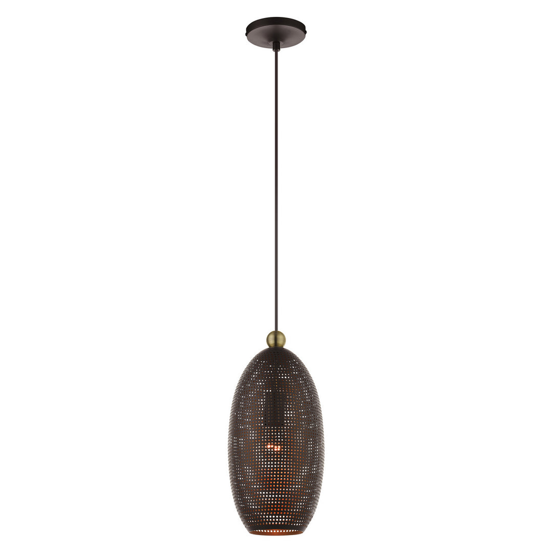 Livex Dublin 49101-07 Pendant Light - Bronze w/ Antique Brasss