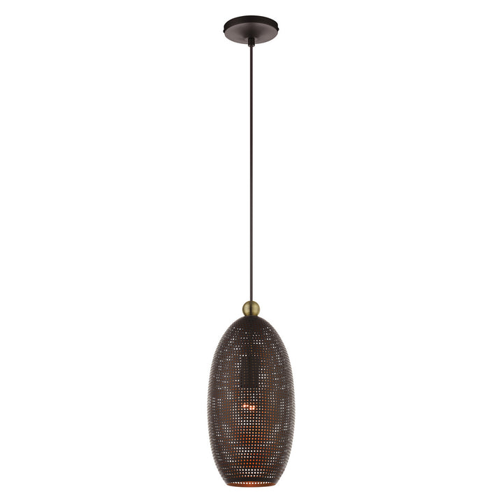 Livex Dublin 49101-07 Pendant Light - Bronze w/ Antique Brasss