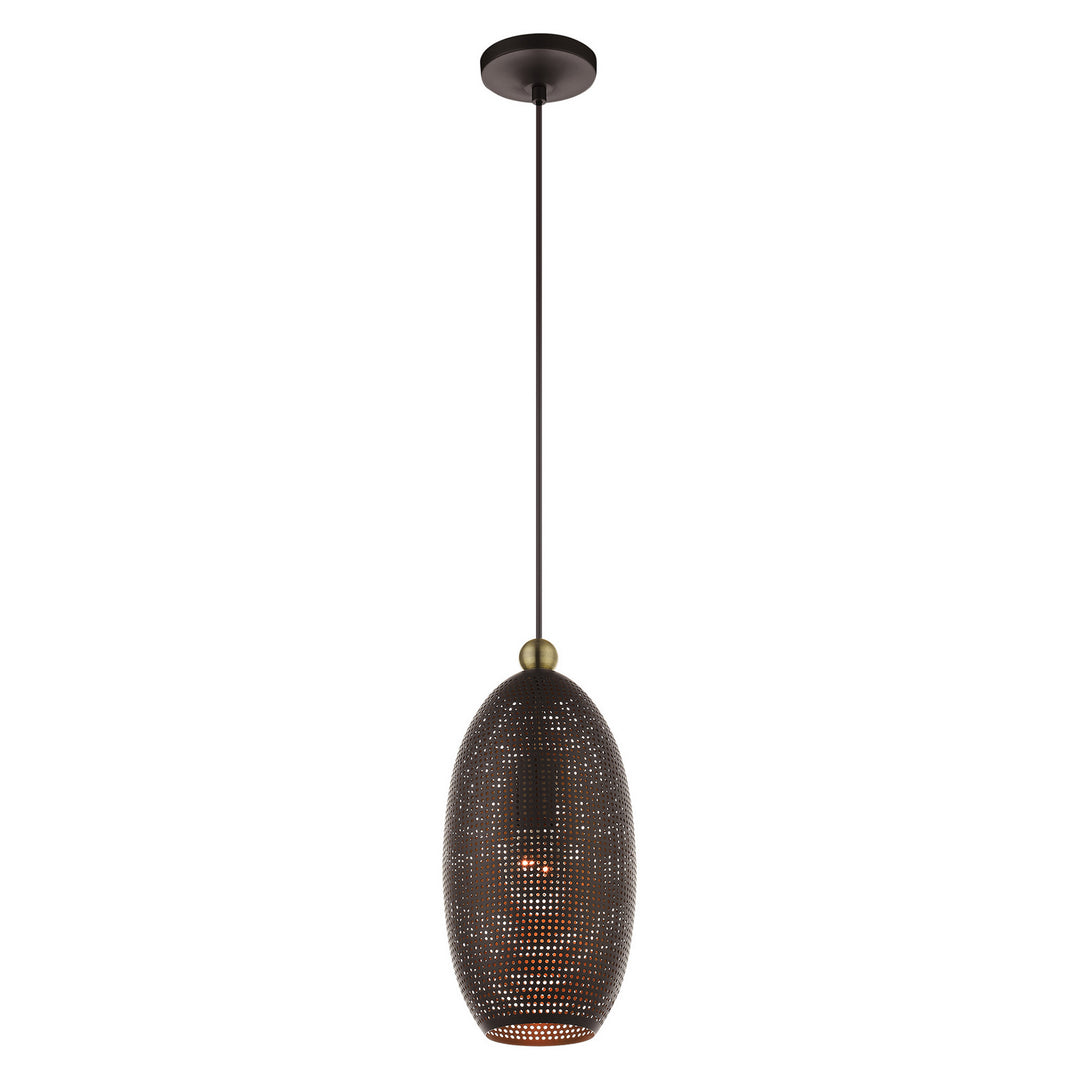 Livex Dublin 49101-07 Pendant Light - Bronze w/ Antique Brasss