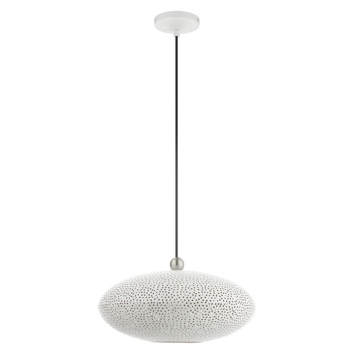 Livex Dublin 49102-03 Pendant Light - White w/ Brushed Nickels