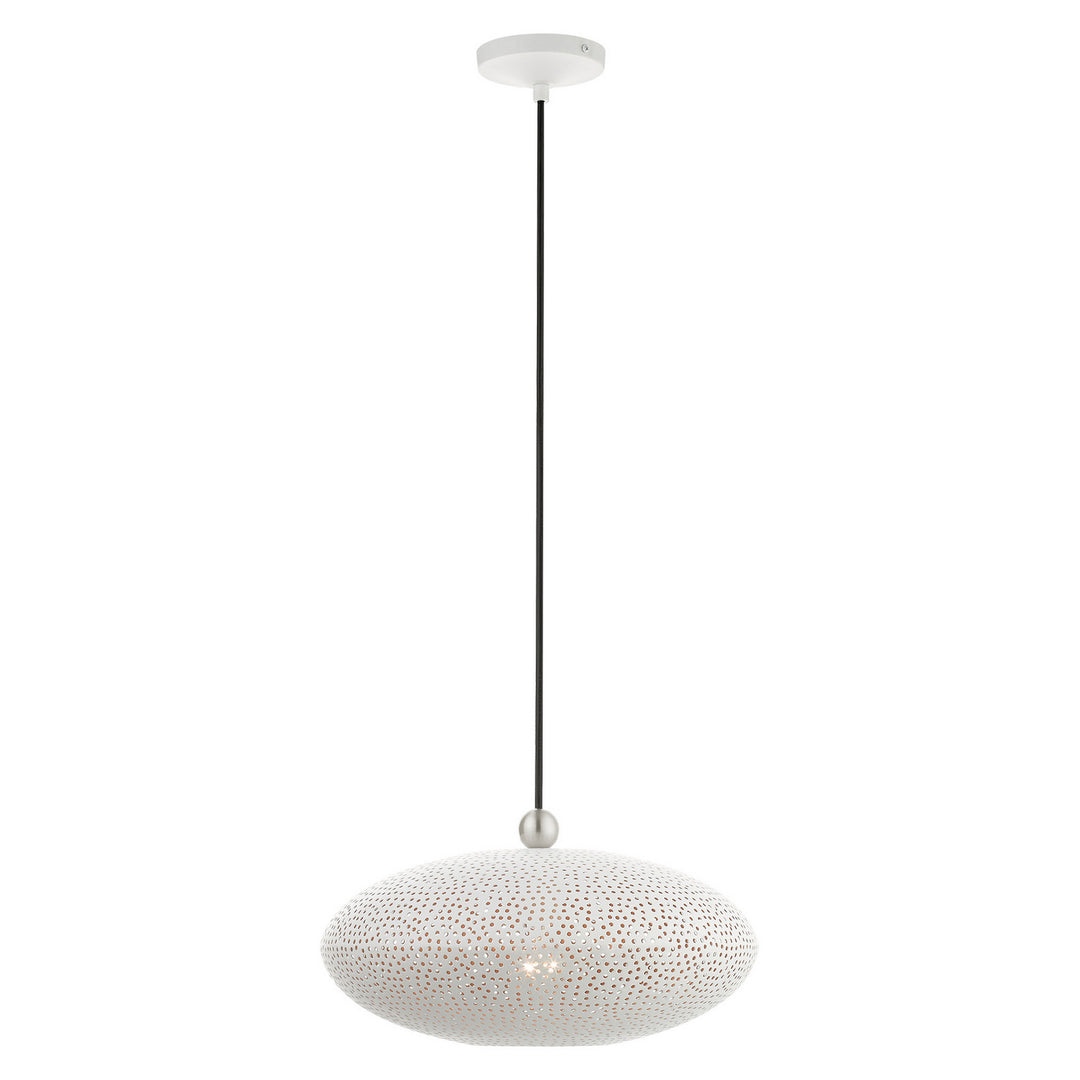 Livex Dublin 49102-03 Pendant Light - White w/ Brushed Nickels