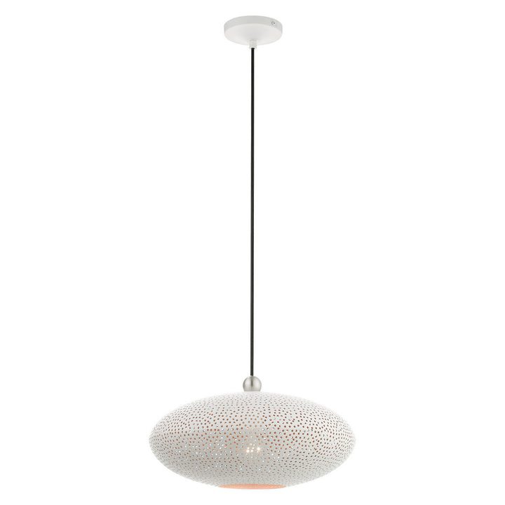 Livex Dublin 49102-03 Pendant Light - White w/ Brushed Nickels