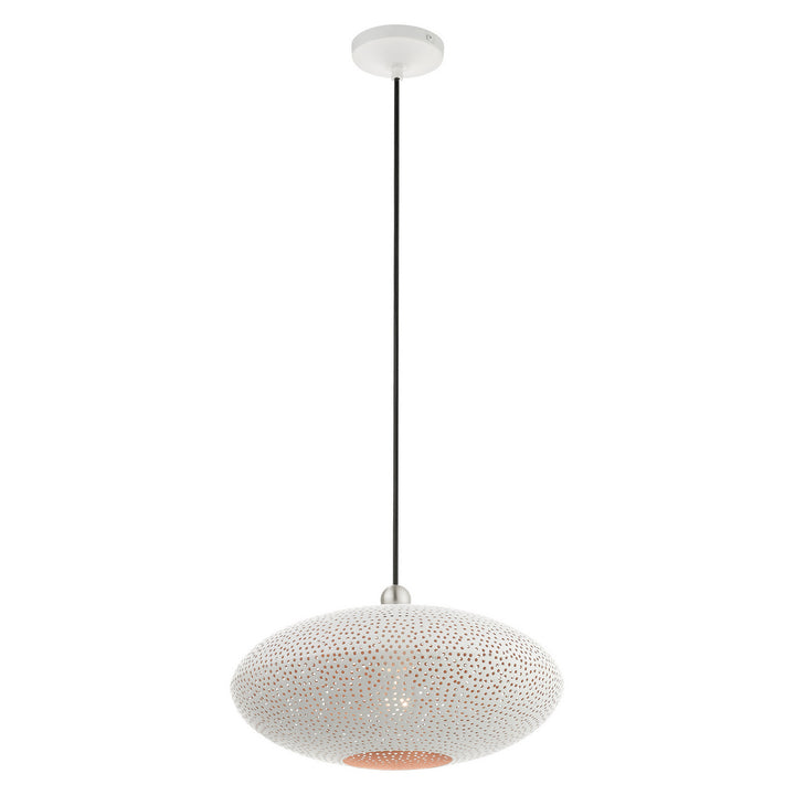 Livex Dublin 49102-03 Pendant Light - White w/ Brushed Nickels