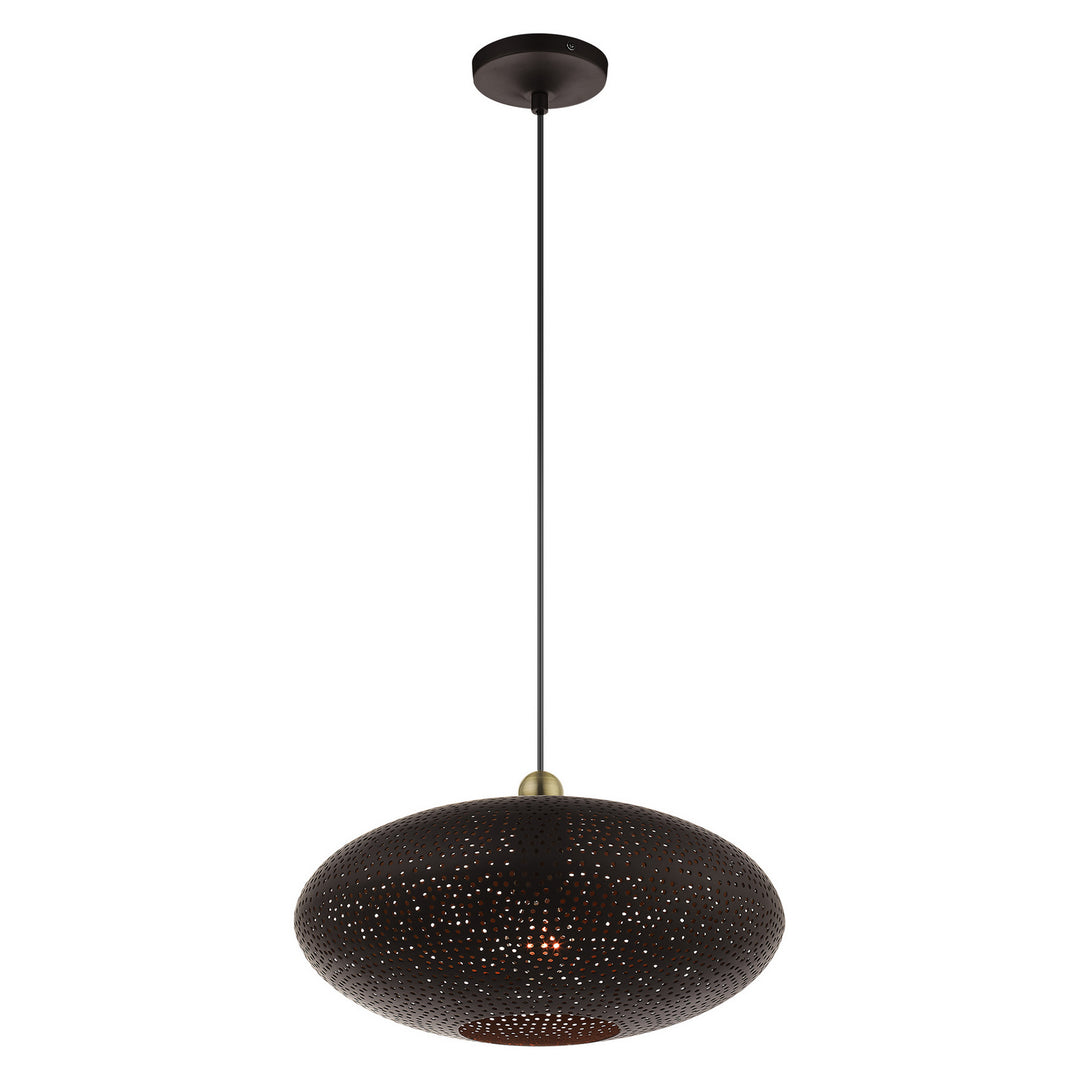 Livex Dublin 49102-07 Pendant Light - Bronze w/ Antique Brasss