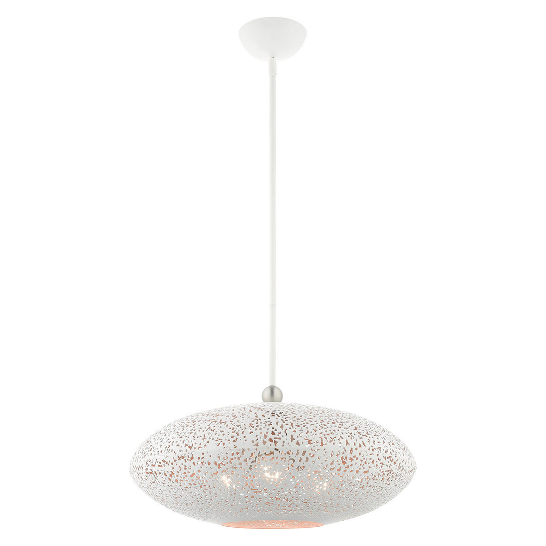 Livex Charlton 49185-03 Pendant Light - White w/ Brushed Nickels