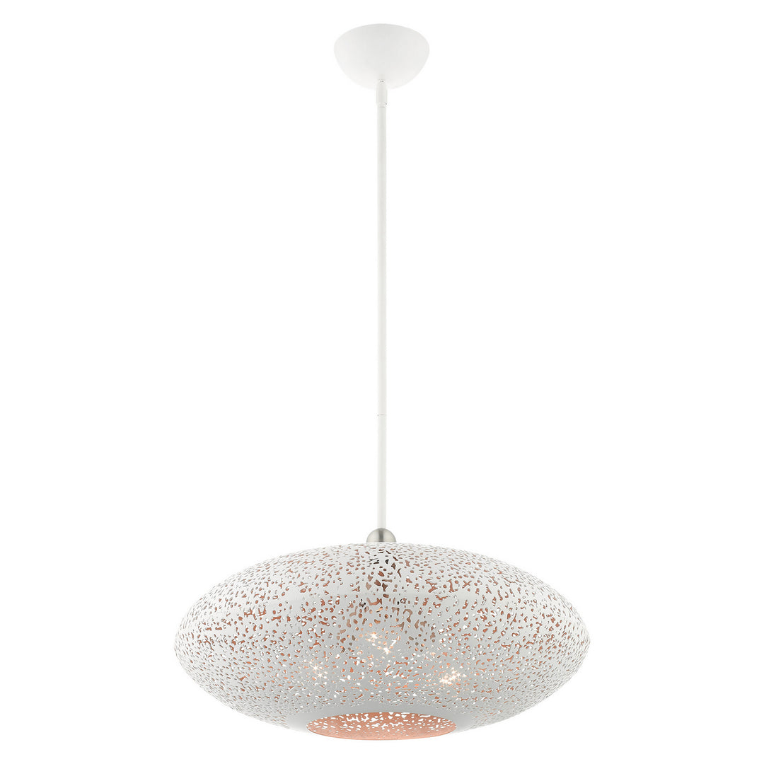 Livex Charlton 49185-03 Pendant Light - White w/ Brushed Nickels
