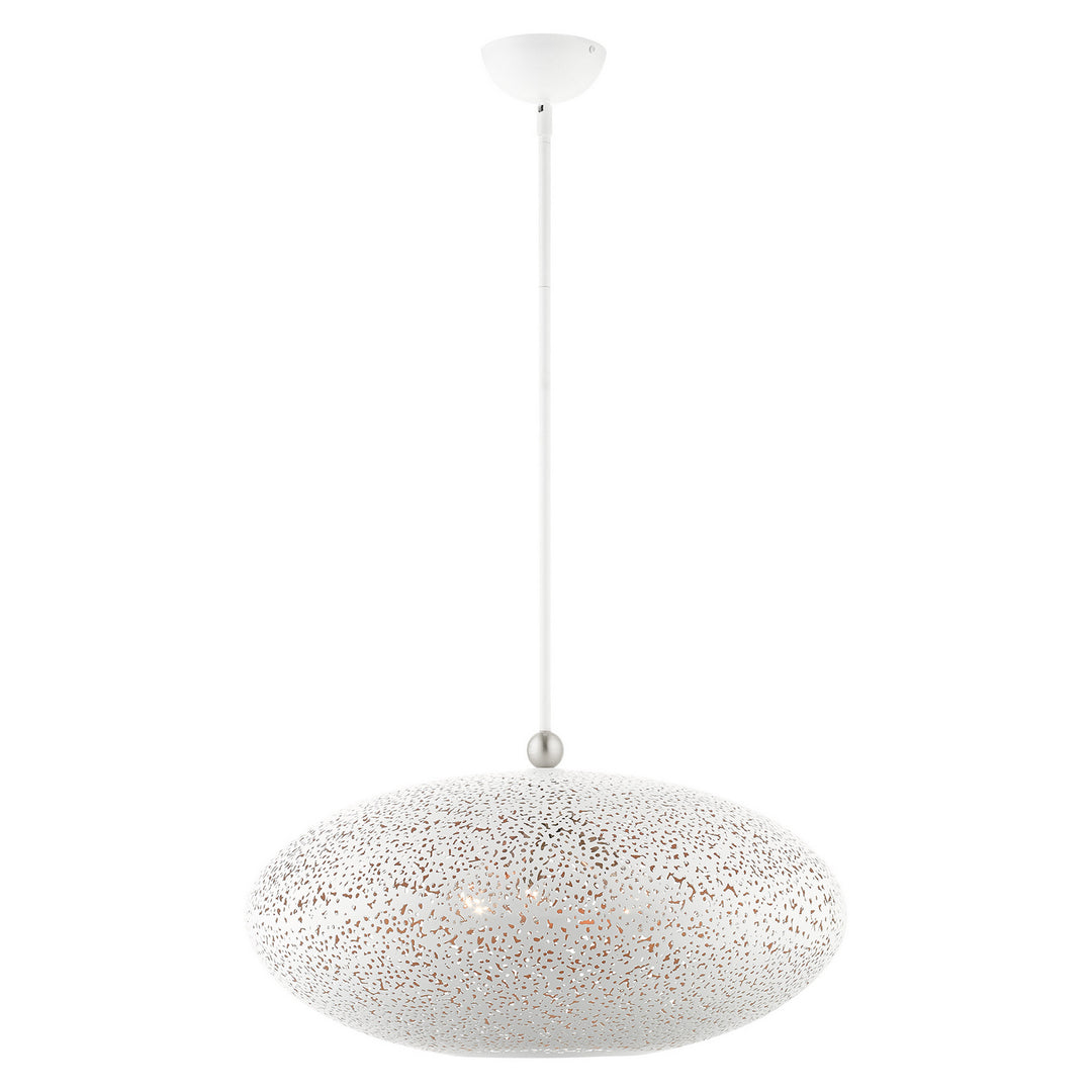 Livex Charlton 49186-03 Pendant Light - White w/ Brushed Nickels