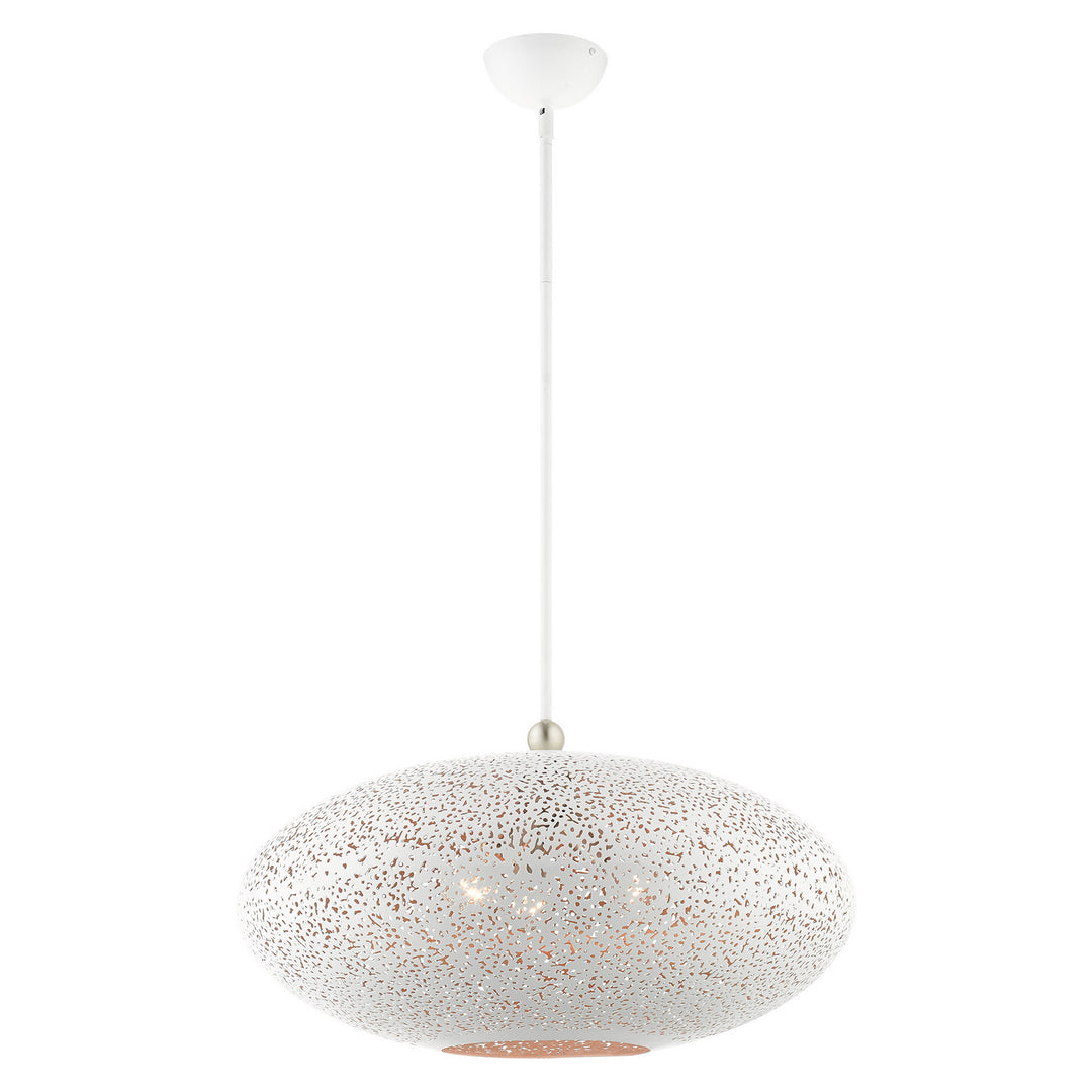 Livex Charlton 49186-03 Pendant Light - White w/ Brushed Nickels