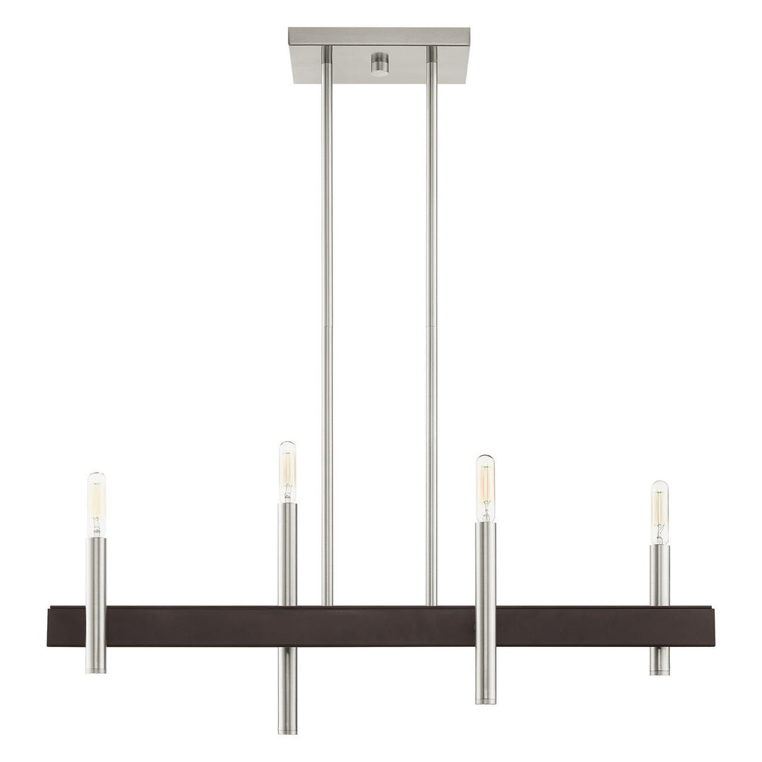 Livex Denmark 49334-91 Pendant Light - Brushed Nickel w/ Bronzes