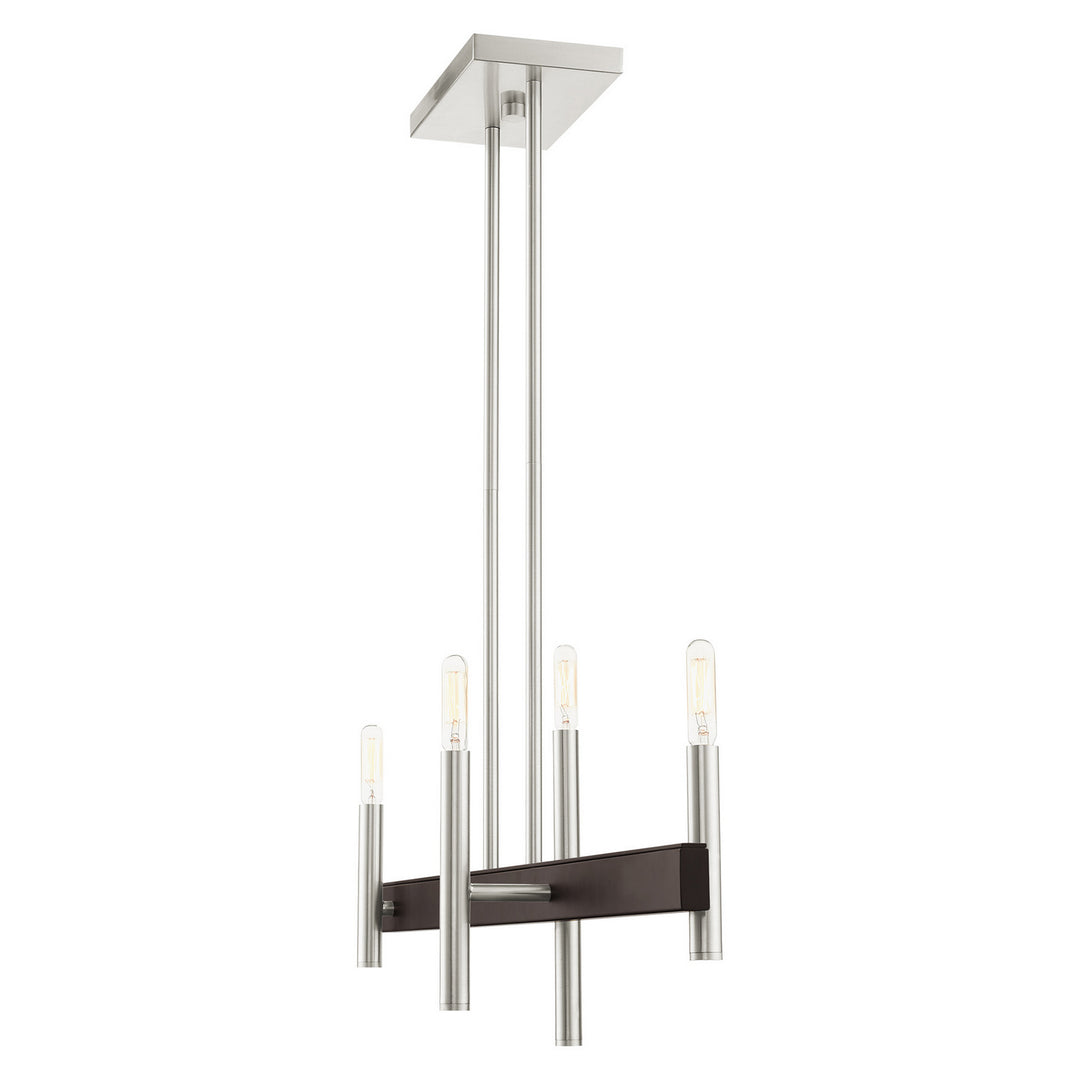 Livex Denmark 49334-91 Pendant Light - Brushed Nickel w/ Bronzes